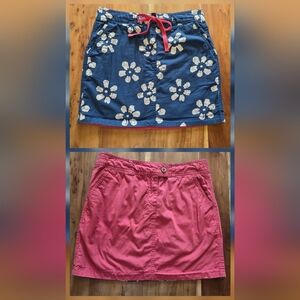 Tailor Vintage Floral Navy and Solid Pink Reversible Skirt, Size XS